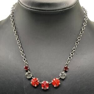 Sabika Manhattan Necklace – Red & Smoked Topaz Austrian Crystals 16” - 18”